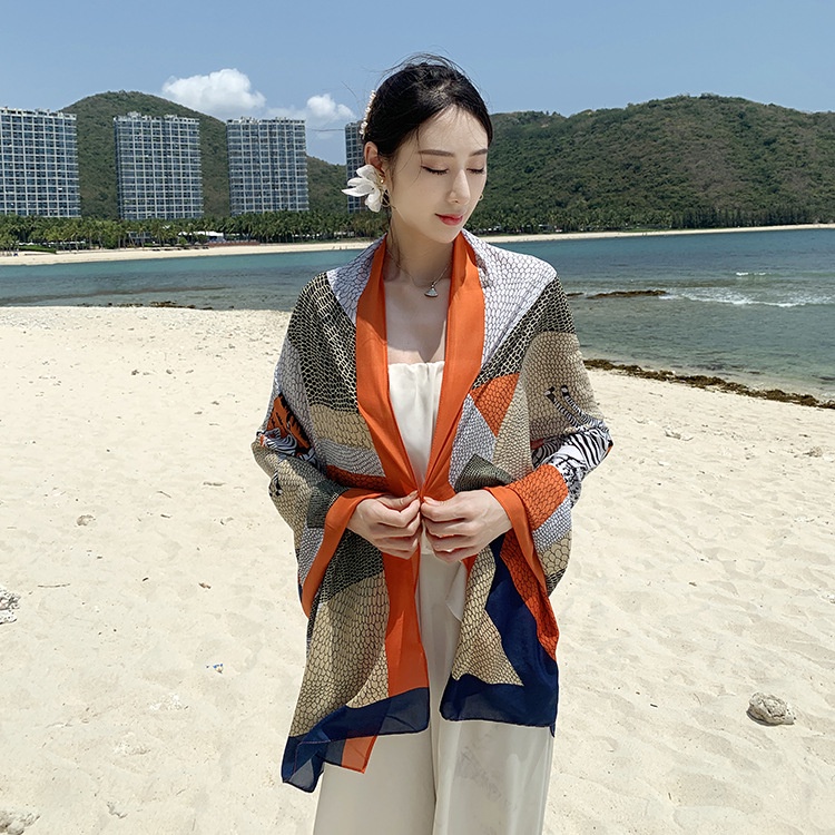 Khăn lụa dài quàng cổ NGỰA CAM cao cấp 80x180 cm-D1NCVD Khăn lụa ThyThy, choàng tắm đi biển,