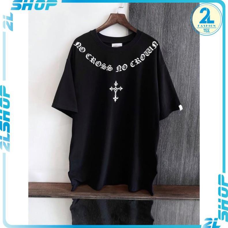 Áo thun tay lỡ unisex form rộng No Cross chữ thập trắng - Áo phông nam nữ in hình nổi sắc nét chất mềm đẹp ✨