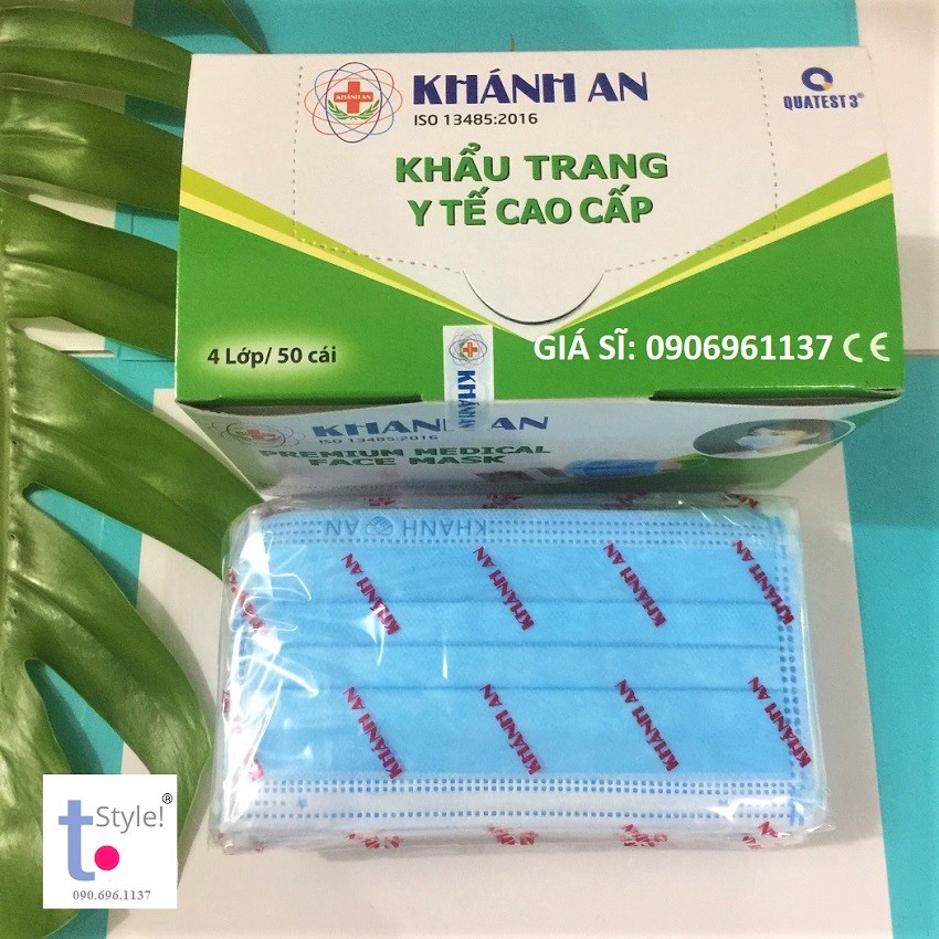 [ĐẠI LÝ CHÍNH HÃNG] Khẩu trang y tế Khánh An 4 lớp kháng khuẩn hộp 50 cái, nhiều màu