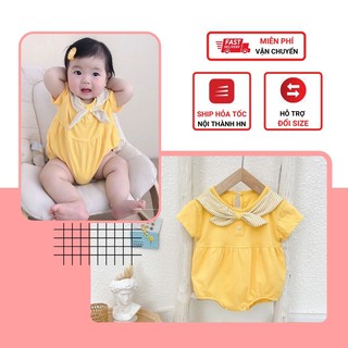 Body cotton vàng nơ thủy thủ cho bé gái 0-24M