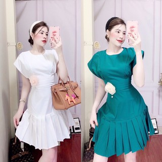 V347 Váy Dự Tiệc Đuôi Cá Dập Ly Đính Tag Hoa Siêu Xinh , Đầm Công Sở Phối Tay Cánh Rơi Ôm Dáng