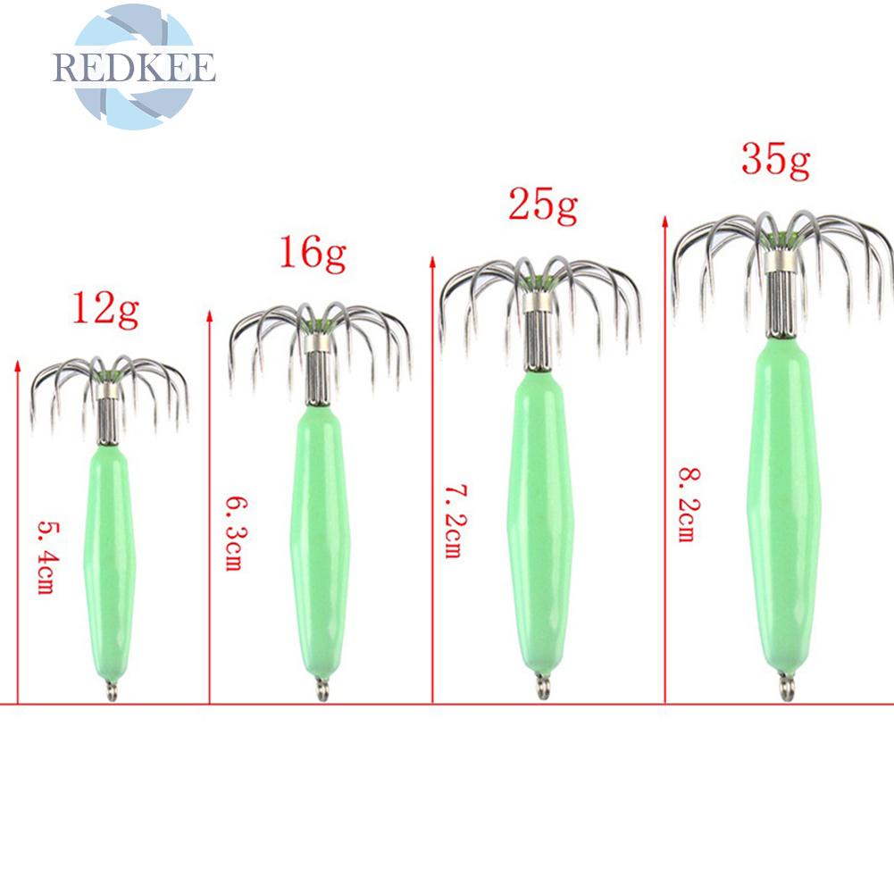 Mồi Câu Cá Giả Hình Mực Dạ Quang 12 Móng