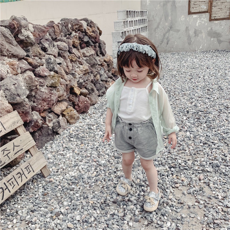 Áo Khoác Cardigan Chống Nắng Vải Cotton Thoáng Khí Thời Trang Mùa Hè Cho Bé Gái