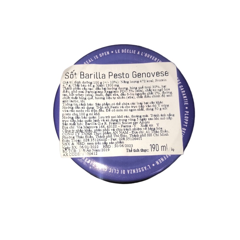 Sốt Barilla Pesto Genovese 190g