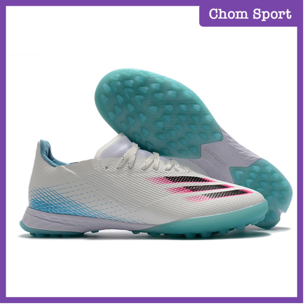 Giày Đá Bóng 𝗧𝗙 𝗔𝗱𝗶𝗱𝗮𝘀 𝗫 𝗚𝗛𝗼𝘀𝘁𝗲𝗱.𝟭 Trắng Xanh Ngọc Đã Khâu