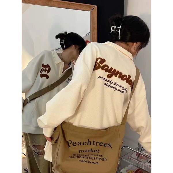 Áo Thun Polo Dáng Rộng In Chữ Waffle Cao Cấp Thời Trang Mùa Thu Mới Dành Cho Bạn Nữ