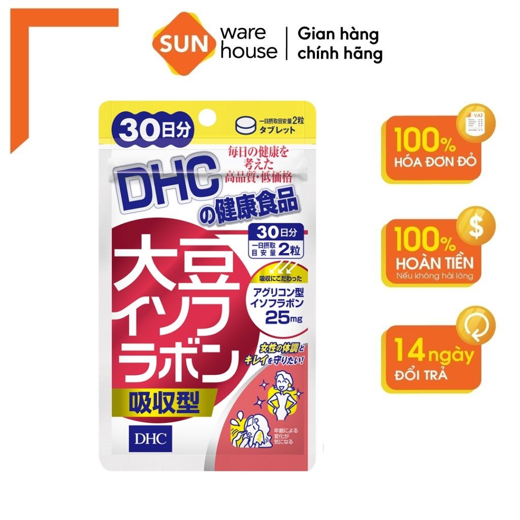 Viên Uống Từ Mầm Đậu Nành DHC Soy Isoflavone Absorption Type Giúp Cân Bằng Nội Tiết Tố Nữ, Chậm Lão Hoá 60v/30n