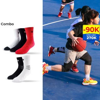 Combo tất thể thao Redikick R360 & R02 chống trượt thoáng khí có đệm dành cho bóng rổ bóng đá chạy bộ gym cao cổ nam nữ