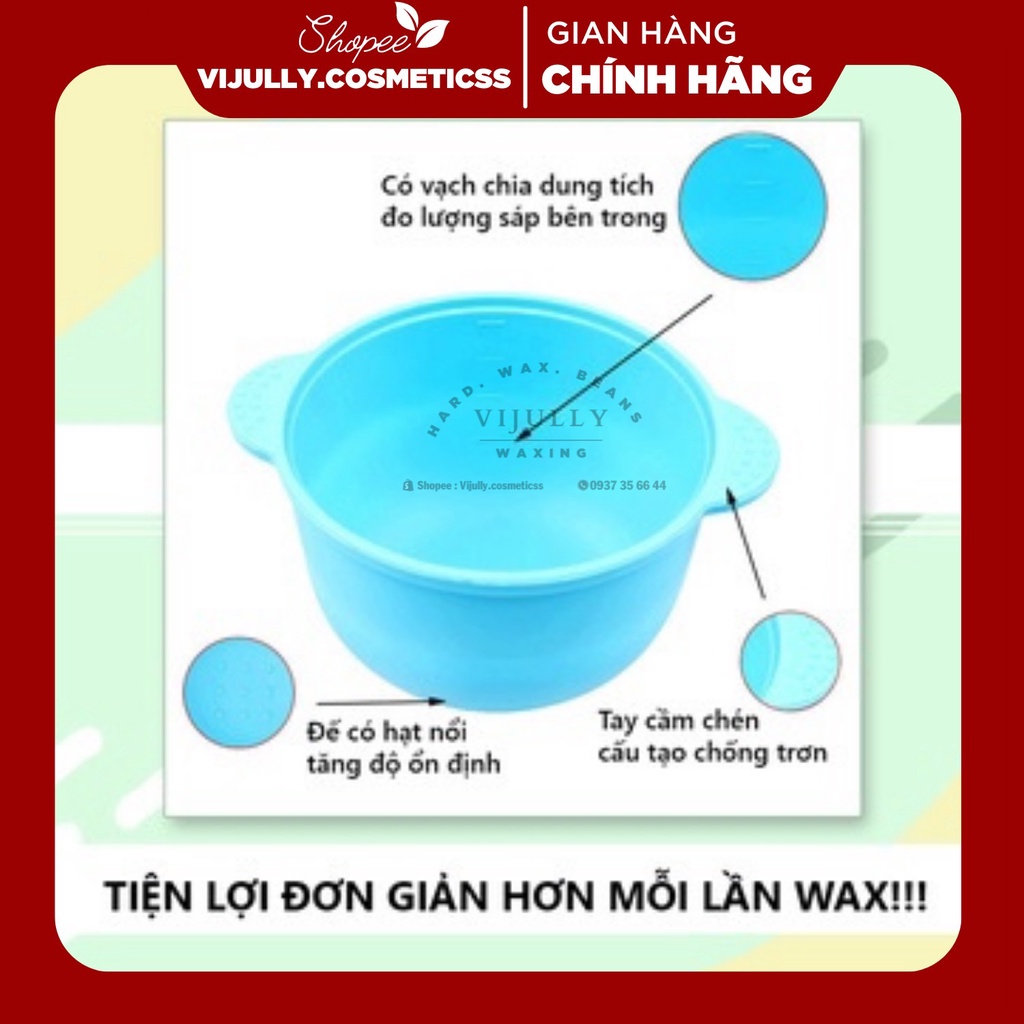 Chén silicon nấu sáp wax lông chịu nhiệt, làm sạch dễ dàng tiện lợi