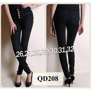 Quần Jean Nữ Cạp Cao 💕FREESHIP💕 Quần jean đen lưng cao 5 nút QD208