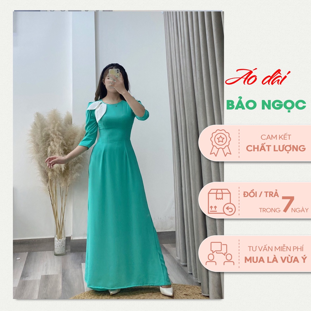Áo Dài Cách Tân, Màu Vàng, Vải Lụa Cao Cấp, Không Nhăn, Không Xù