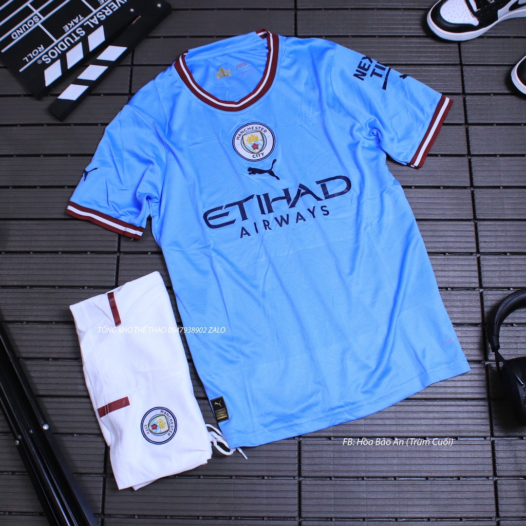 Áo Bóng Đá CLB Mancity Sân Nhà Mẫu Chính thức 2023 - Bộ Quần Áo Đá Banh Mancity 2023 Vải thái chuẩn áo thi đấu