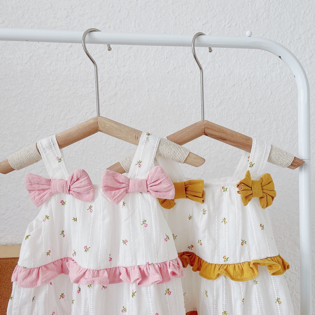 Váy hè 2 dây phối viền bèo 3 tầng cho bé gái 1-6 tuổi ( Mã 082)