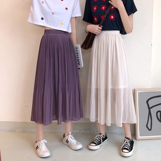 Chân Váy Dài Xếp Ly Vải Chiffon Thời Trang Hàn Quốc ✔️ 🔥