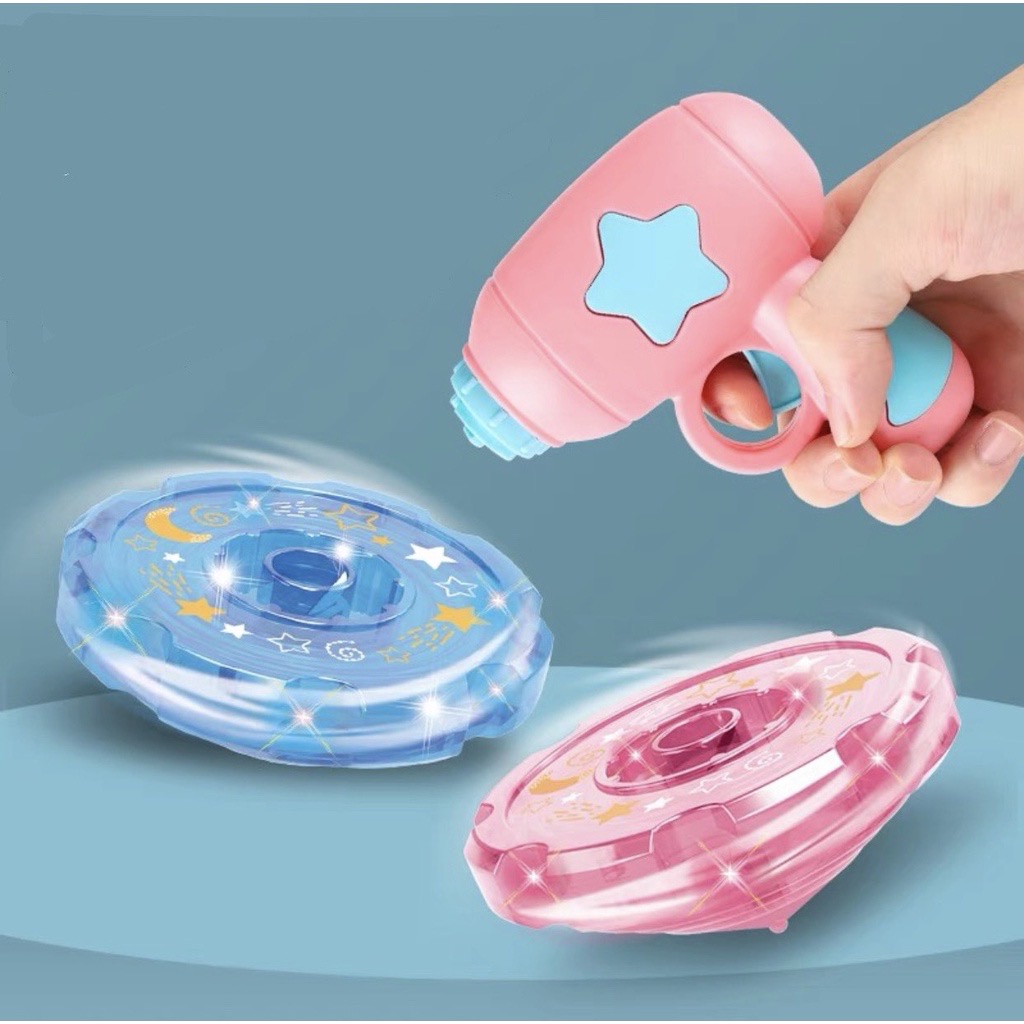 Đồ chơi bắn chong chóng kèm con quay và đĩa bay phát sáng nhiều màu sắc cho bé Kingkids