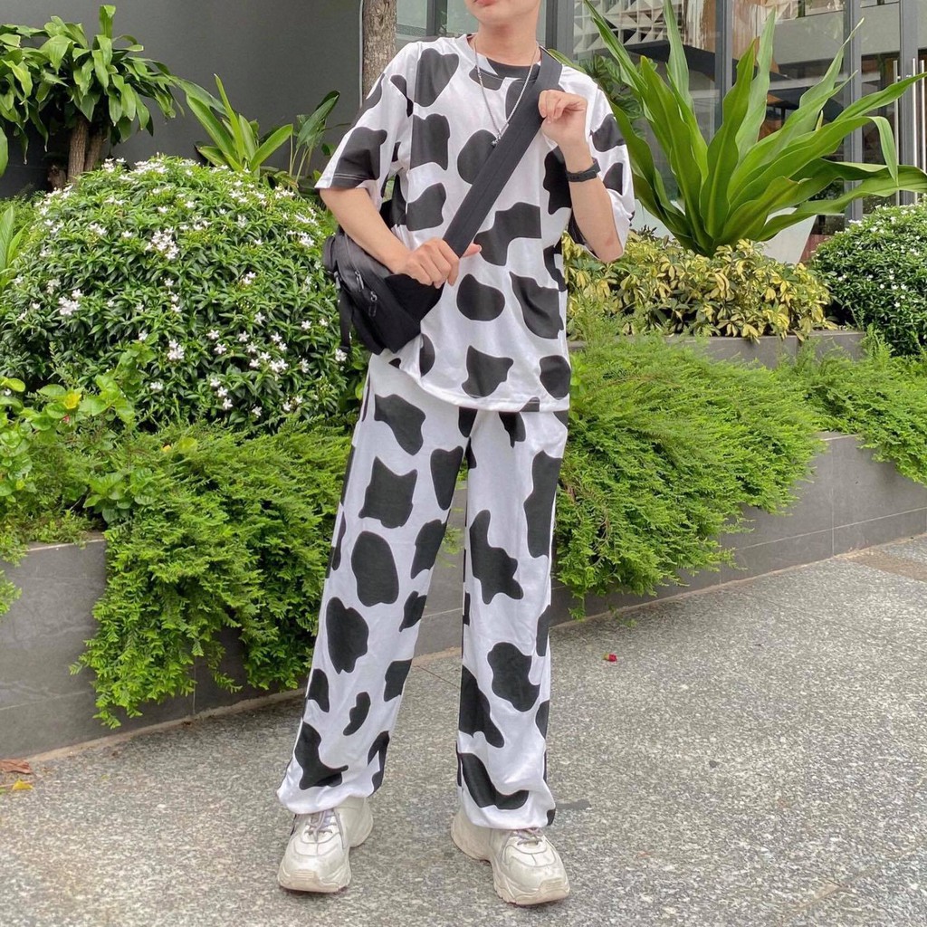 Quần Jogger 3D Ulzzang Unisex Jogger Loang Màu Con Bò Dây Rút Lai Ống Rộng - MM