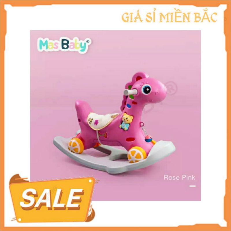 Ngựa Bập Bênh có đèn có nhạc có bánh xe 2in1 Loại 1 (kèm chuông lục lạc )