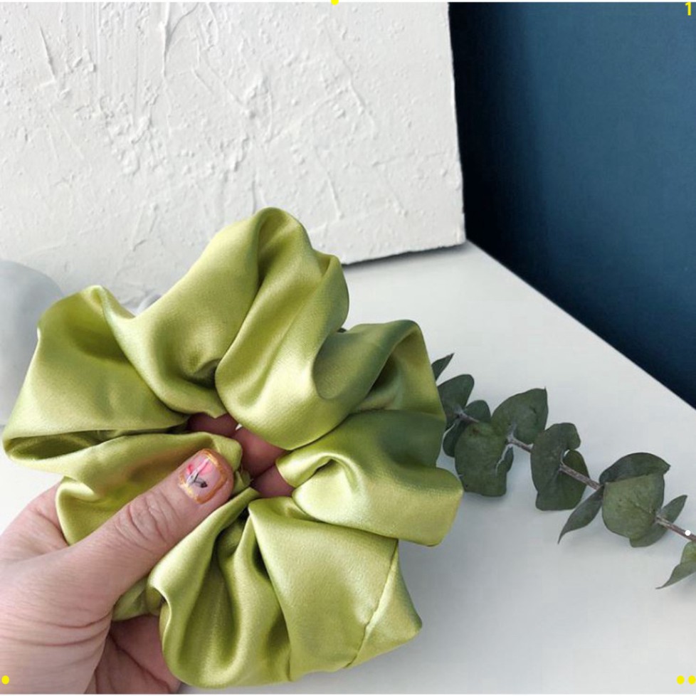 Dây buộc tóc vải scrunchies siêu phồng bự