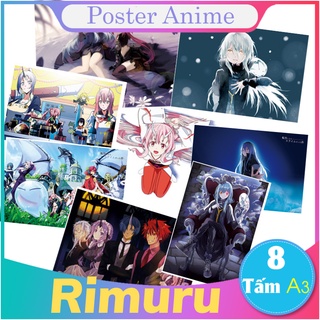 Set 8 tấm tranh poster to A3 Rimuru Tempest Tensei Shitara Slime Datta Ken anime siêu chất