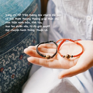 Vòng Trầm Hương mix charm đài sen