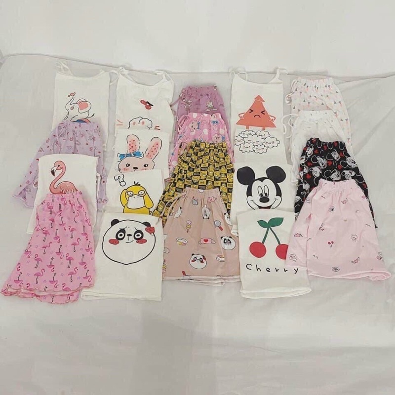 Bộ ngủ hoạt hình ullazang chất cotton JUNIDO B14