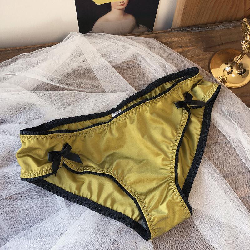 ĐỦ MÀU_QUẦN LÓT NỮ SEXY LỤA SATIN CAO CẤP ĐÍNH NƠ DỄ THƯƠNG