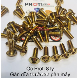 Bộ 4 ốc Proti 8 ly vàng gắn đĩa xe máy