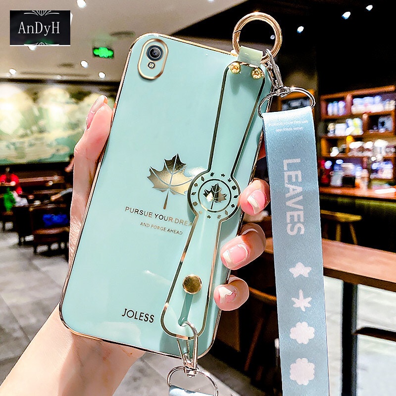 Ốp Điện Thoại Hình Lá Phong Có Dây Đeo Cho Vivo Y91C Y1S