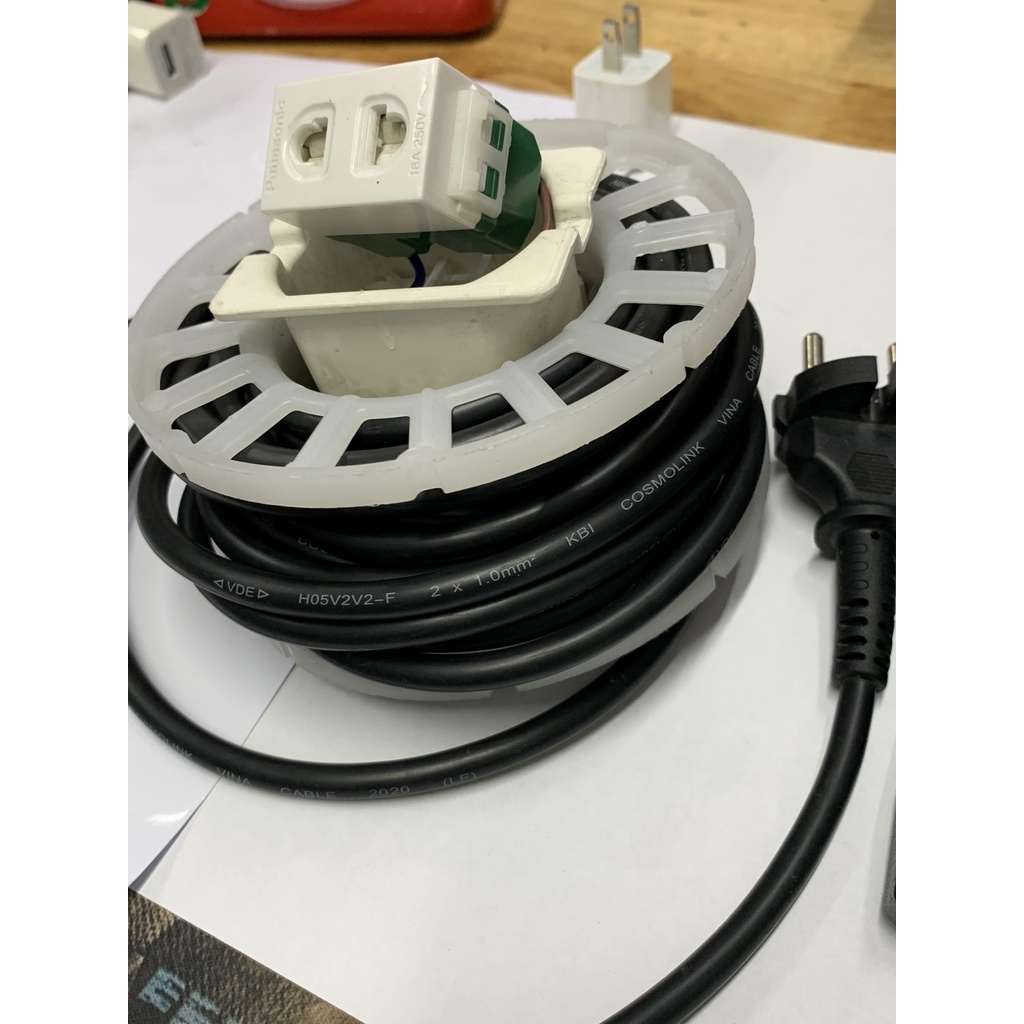 Dây nguồn nối dài 6m, chân cắm 2 chấu, hàng zin theo máy hút bụi có dây thiều quấn lại