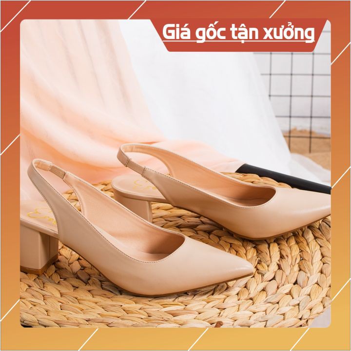 GIÀY CAO GÓT NỮ ĐẾ VUÔNG 5CM 🍁 𝑭𝑹𝑬𝑬𝑺𝑯𝑰𝑷 🍁 MŨI NHỌN, HỞ GÓT CAO CẤP PAMELA MÃ H7