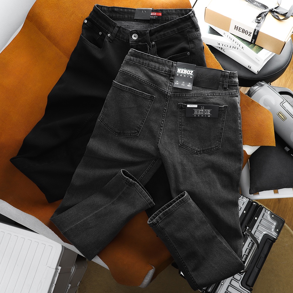 Quần jeans nam, kiểu dáng suông, regular chất vải jeans co giãn cao cấp Heboz 3M new - 00001201