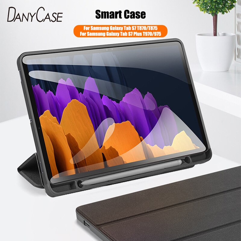 Bao da máy tính bảng nam châm có ngăn đựng bút cho Samsung Galaxy Tab S7 T870 11 2020 Tab S7+ T970 12.4 A115