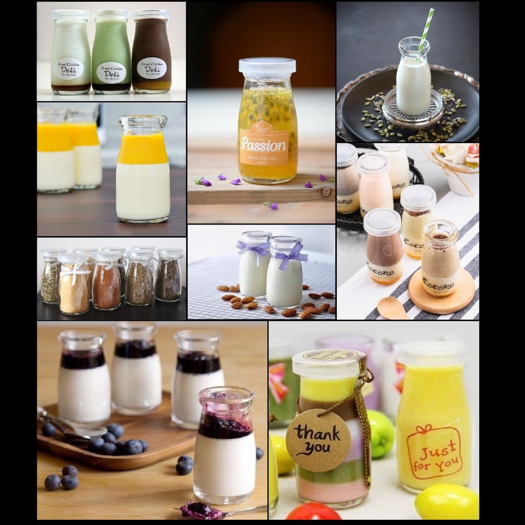 Hũ làm sữa chua thủy tinh 100ml  mẫu Trụ Tròn Cao - nắp nhựa – Hũ yaourt trong suốt
