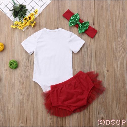 Bộ Bodysuit Một Mảnh Tay Ngắn Chủ Đề Giáng Sinh Cho Bé Gái 1 Tuổi