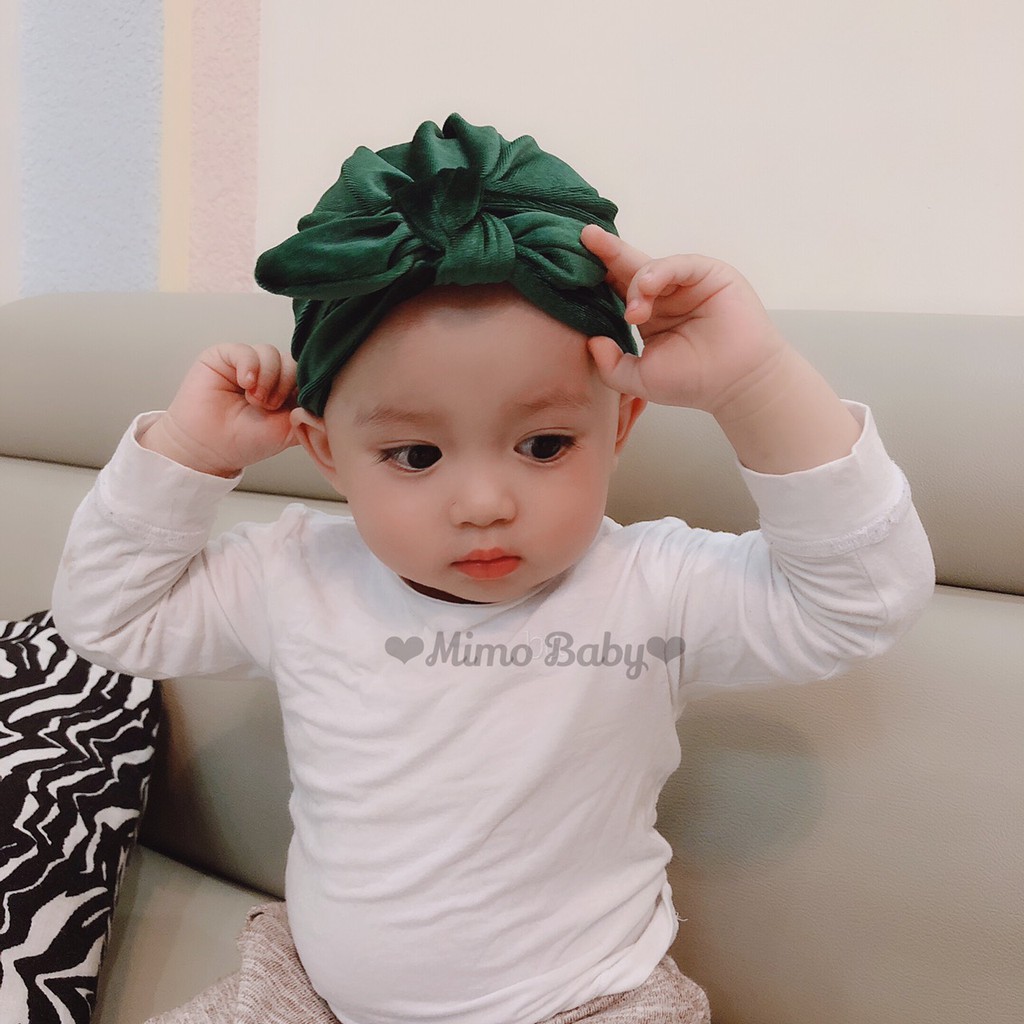 Mũ turban nơ nhung cho bé (6-24m)