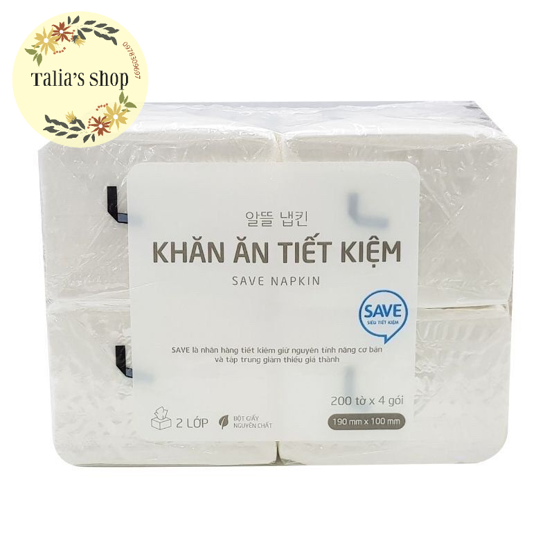 Lốc 4 gói khăn giấy ăn Lotte - 200 tờ/gói