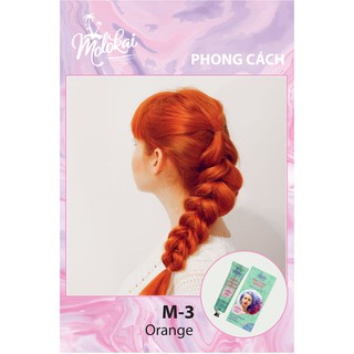 Kem nhuộm tóc phủ bạc MOLOKAI màu cam M-3 chiết suất từ thiên nhiên tặng kèm trợ oxy dưỡng 60ml