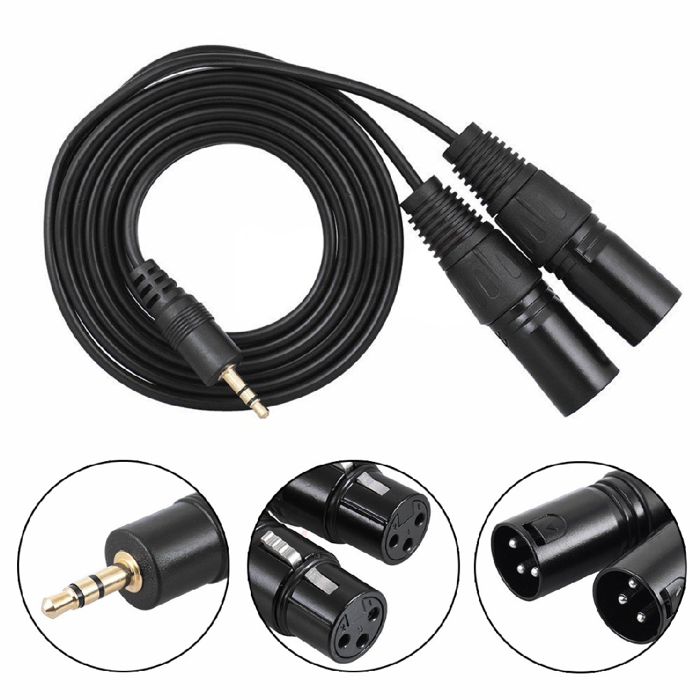 Mengqi 1.5m 1/8" 3.5mm Stereo Male to Dual XLR Male/Female Balanced Audio Y Cable