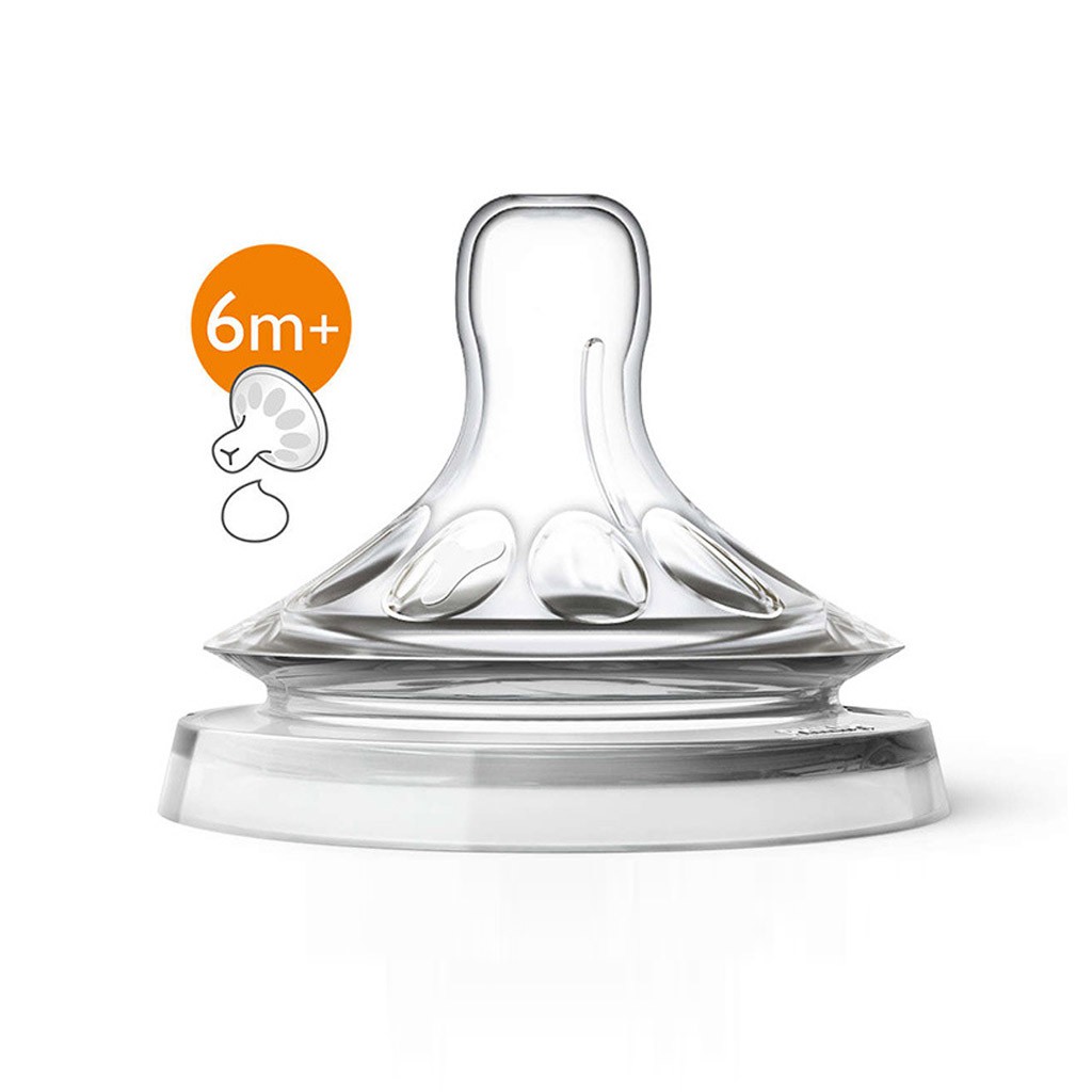 Núm ti silicone Philips Avent Natural cho bé, núm ty Avent cổ rộng [ĐỦ SỐ 0 - 5]