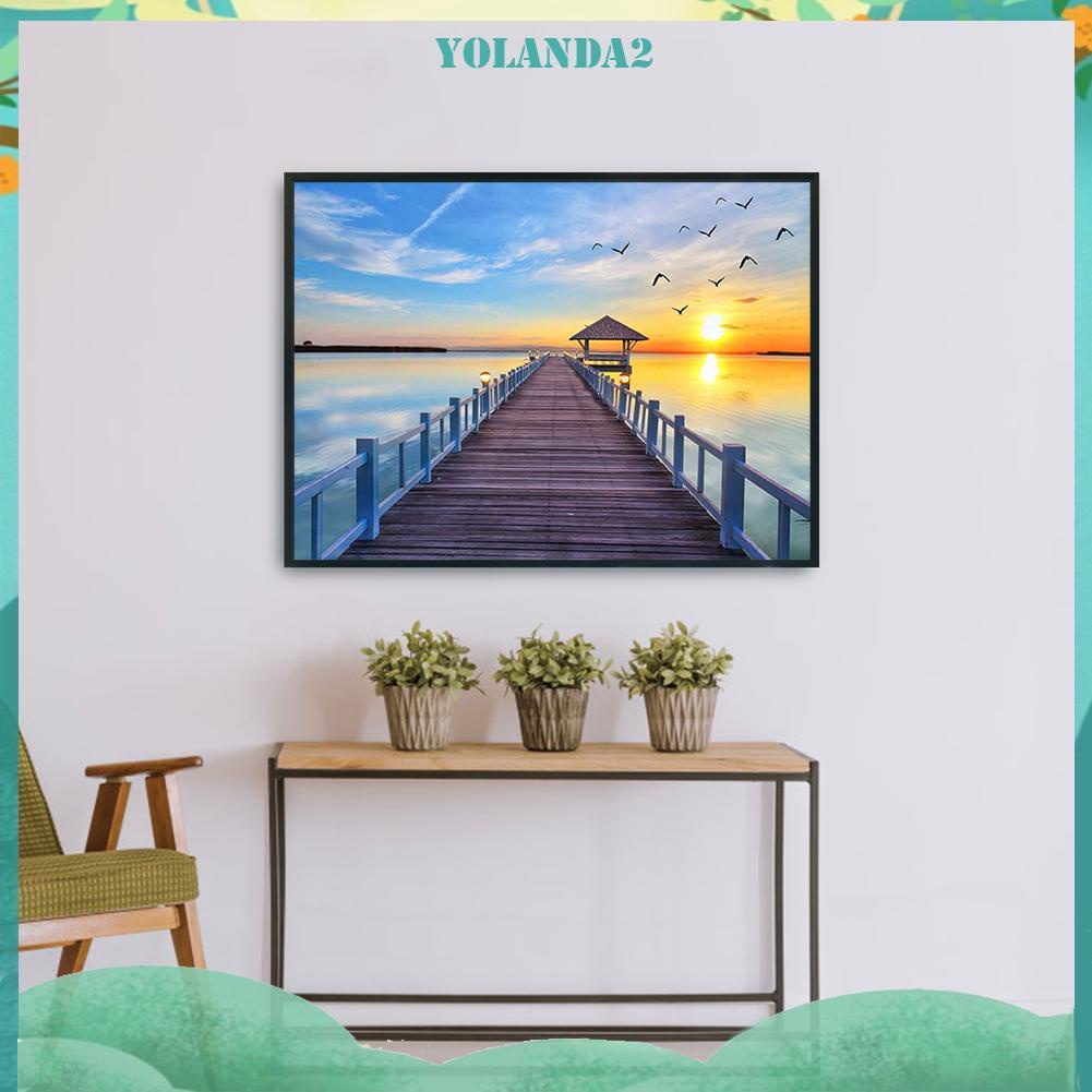Tranh thêu chữ thập hình phong cảnh 11CT 36x46cm trang trí phòng khách nghệ thuật DIY kèm phụ kiện