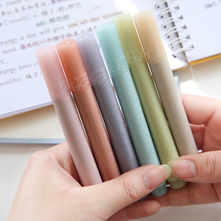 Set 6 bút highlight pastel Half sugar đánh dấu nội dung bài học