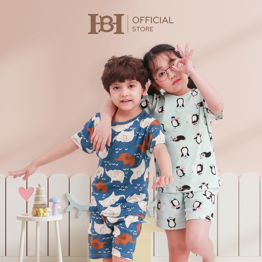 Bộ Quần Áo Thun Cotton Cộc Tay Hapiibabii Họa Tiết Động Vật Dễ Thương Cho Bé Trai Bé Gái Mặc Ở Nhà Mùa Hè (1-10 Tuổi)