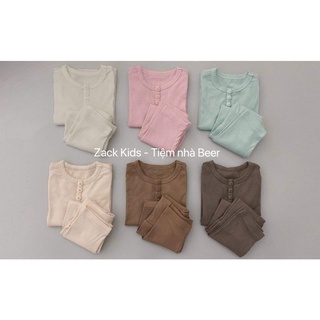 Bộ dài tay Minky Mom cạp cao thun gân style Hàn