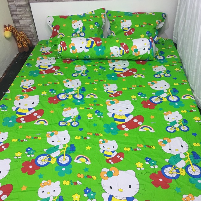 Drap cotton Thắng Lợi (bộ: drap, 2 vỏ nằm, 1 vỏ ôm)