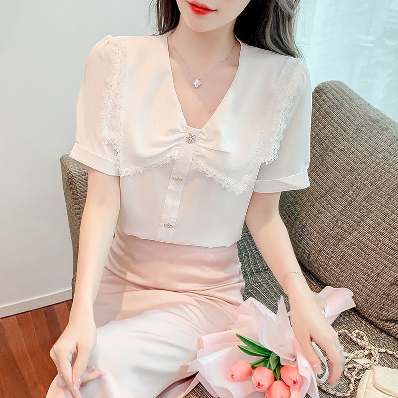 Áo Sơ Mi Chiffon Dáng Rộng Thiết Kế Tinh Tế Thời Trang Mùa Hè Cho Nữ