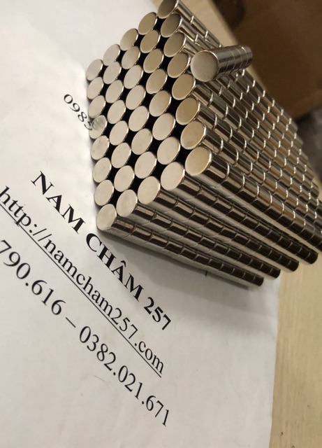 10 viên Nam châm viên trắng 10x10mm, loại nam châm trụ đất hiếm lực hút mạnh
