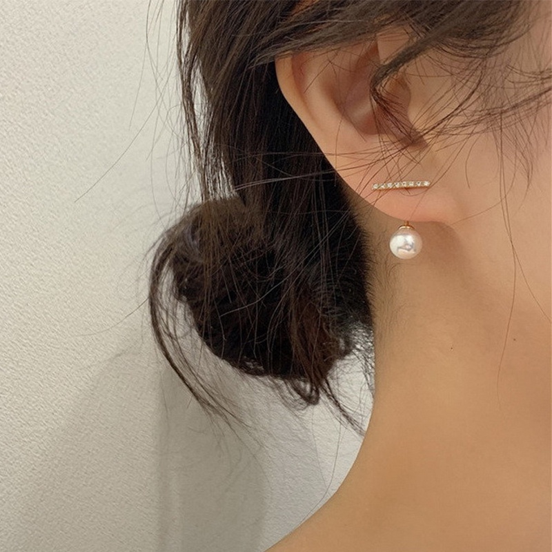 Khuyên Tai Kim Loại Đính Hạt Ngọc Trai Nhân Tạo Đơn Giản Màu Vàng Phong Cách Hàn Quốc Mới Cho Nữ