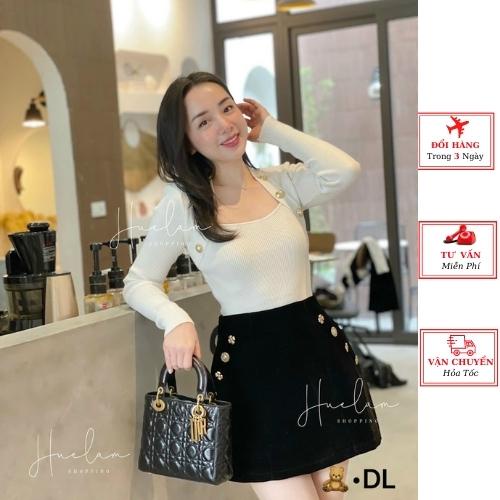 Áo len nữ cúc viền thu đông công sở ulzzang Hàn Quốc yolo fashion