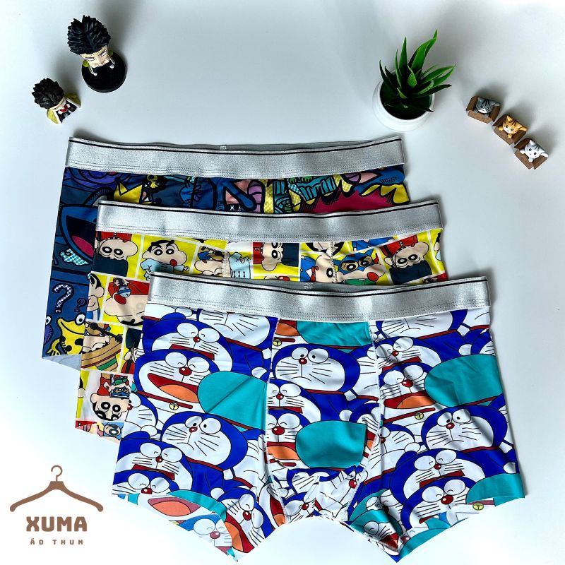 [ Ảnh tự chụp ] Combo 3 quần sịp quần lót nam hoạt hình thun lạnh siêu nhẹ co giãn khử mùi hiệu quả xuma