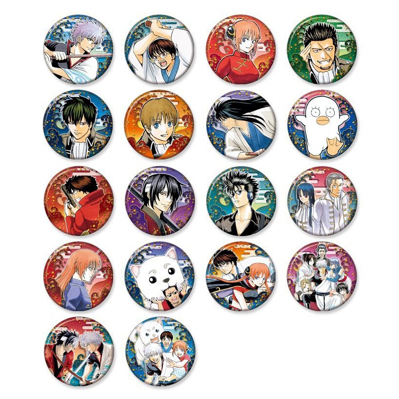 ( 1c ) Huy hiệu in hình GINTAMA LINH HỒN BẠC pin cài áo anime chibi xinh xắn quà tặng độc đáo